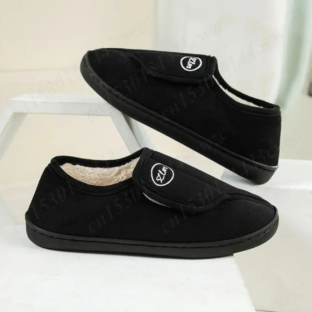 House Shoes for Men Suede Leather Slippers Non-Slip Slip-on Shoes Comfy Warm Plush Indoor/Outdoor for Diabetic Swollen Feet - Belvar