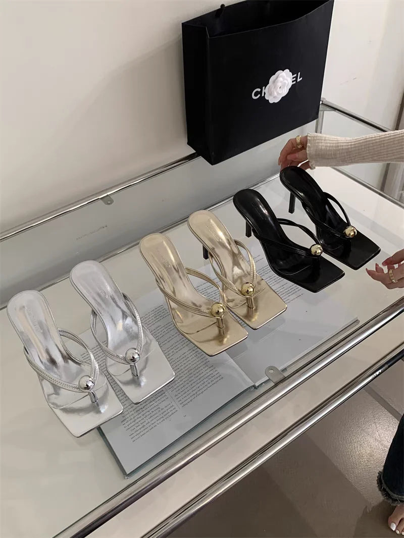 Women High Heels Slippers Designer Heeled Sandals Elegant Shoes Woman Summer 2025 Trend Fashion Fliop Flops Casual Slides Mujer - Belvar