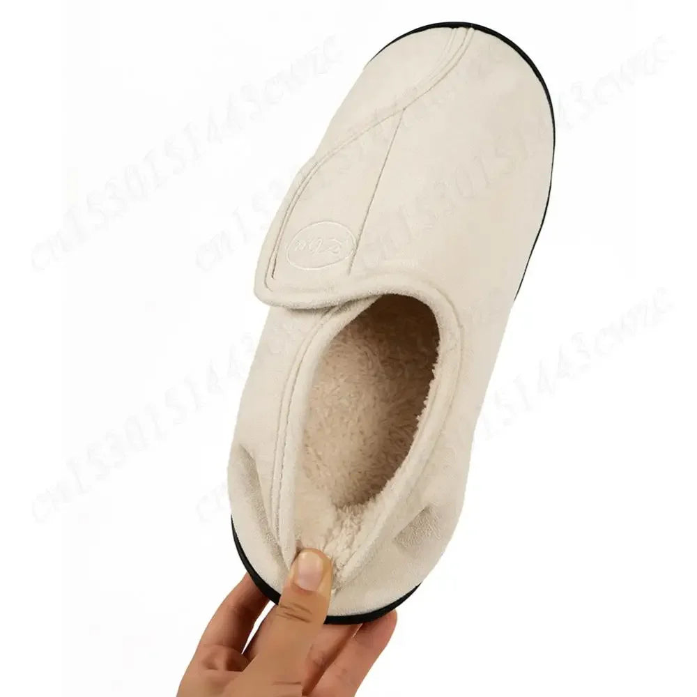 House Shoes for Men Suede Leather Slippers Non-Slip Slip-on Shoes Comfy Warm Plush Indoor/Outdoor for Diabetic Swollen Feet - Belvar