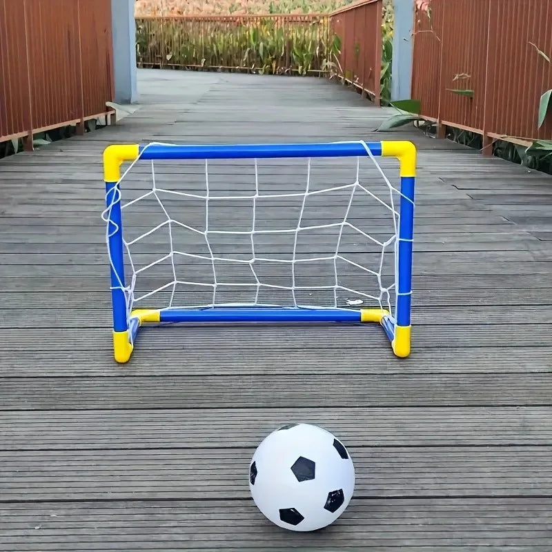 Portable Indoor/Outdoor Toy Football Goal Set44x25cm - Micro Soccer Net Pump&Ball Lightweight Kids Training Park Beach Games