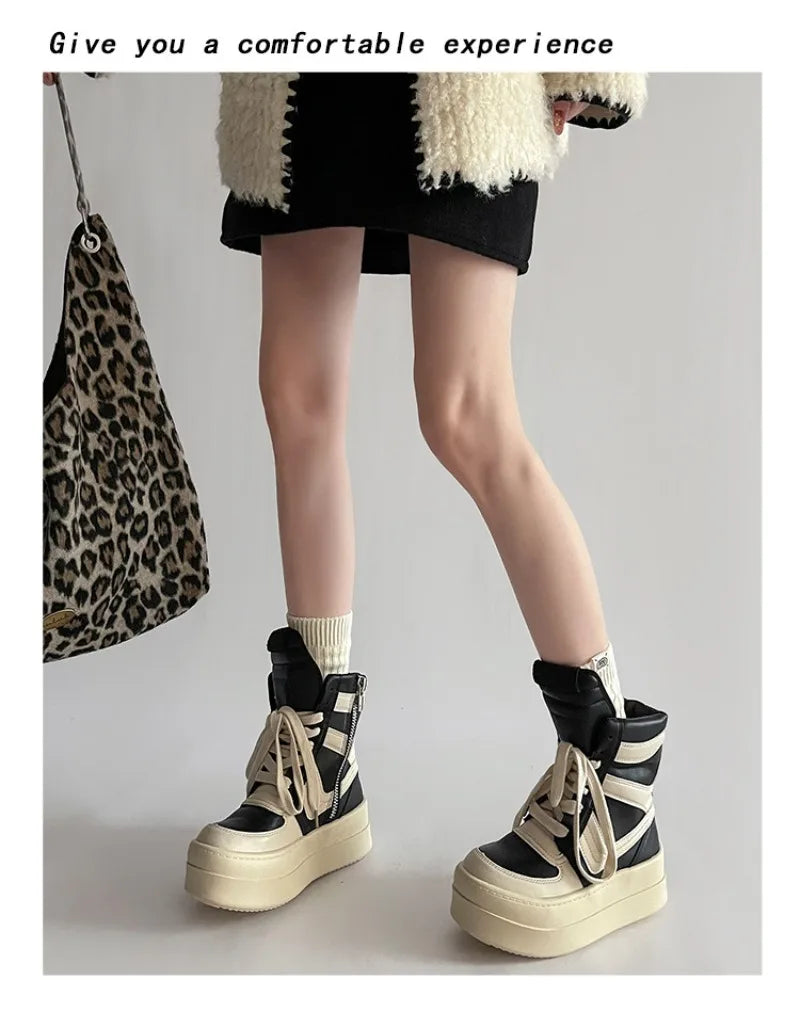 Shoes for Women Women's Ankle Boots Trendy Retro High-top Women's Shoes Fashion Casual Chunky Platform Luxury Designer Sneakers - Belvar