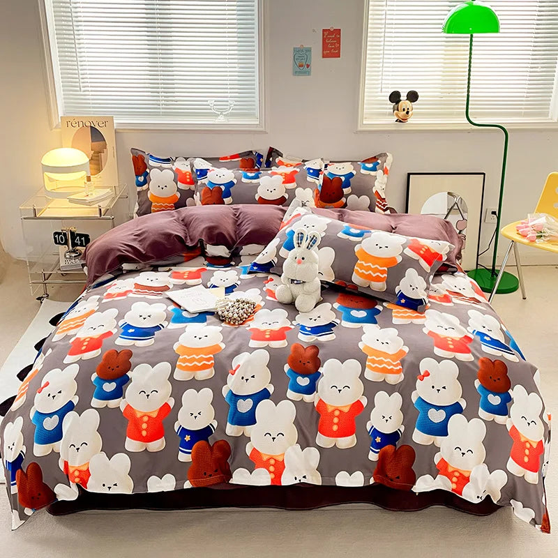3/4pcs Bedding Set Pink Strawberry Fashion Bed Sheets Queen Size Luxury Bedding Set bed Sheet Sets Duvet Cover Set King Size