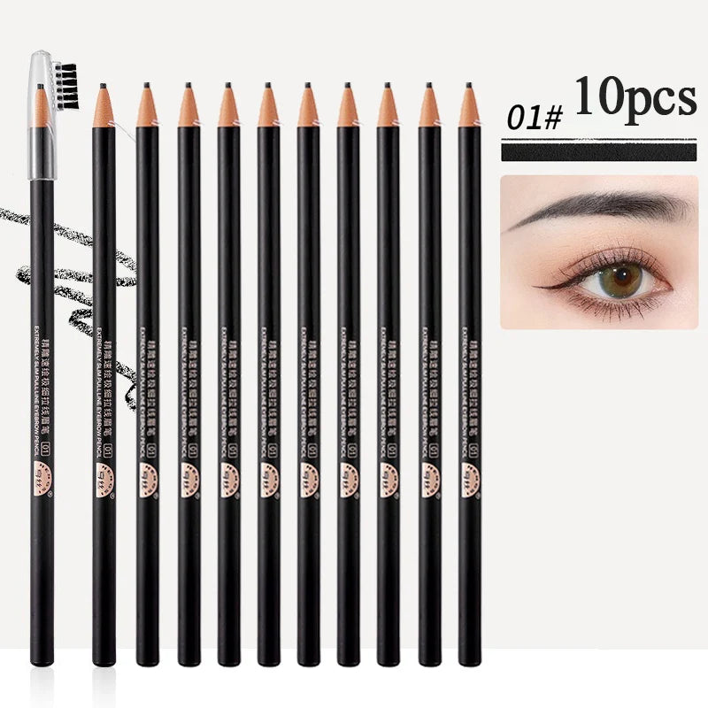 1/3/5/10pcs Ultra-fine Eyebrow Pencil 2mm Line Smooth Soft Eyebrow Pencil Brown Waterproof Long Lasting Make-up Pen with Brush