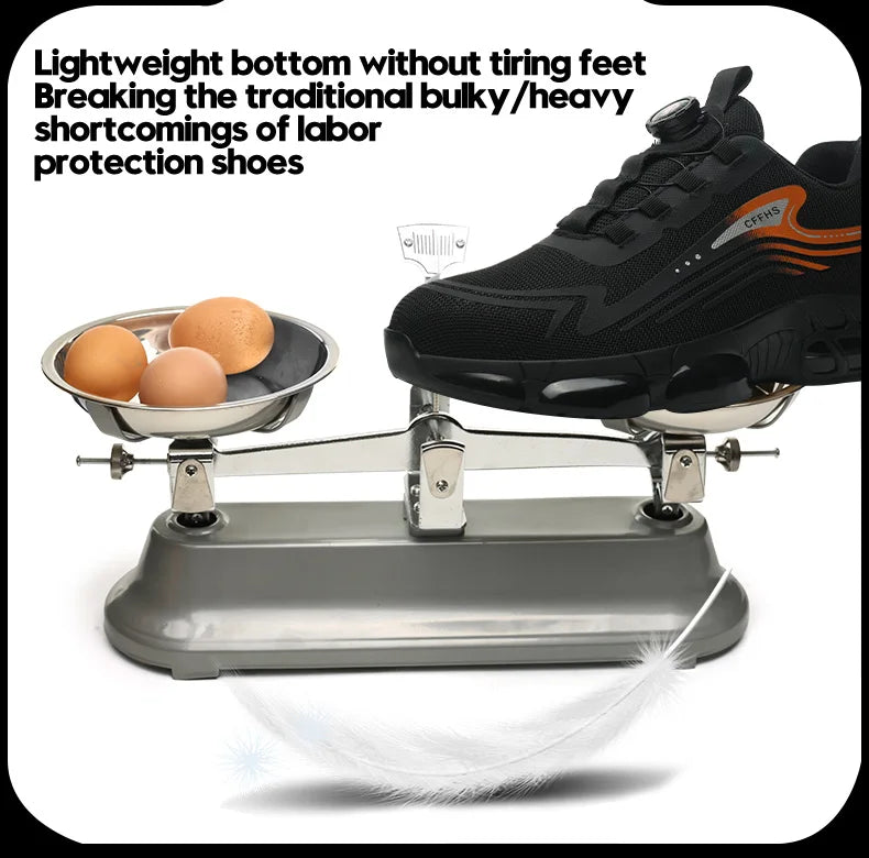 Work Shoes for Men Slip Resistant Comfortable Cushioned Insoles Safety Toe Lightweight Sneakers Anti-smash Industrial Shoes - Belvar