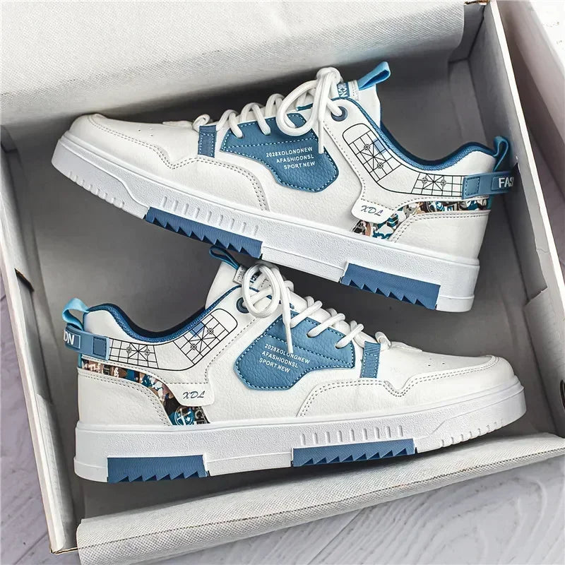 Men's shoes 2024 summer new breathable white shoes men's trendy and versatile thick soled sports board shoes trendy shoes - Belvar