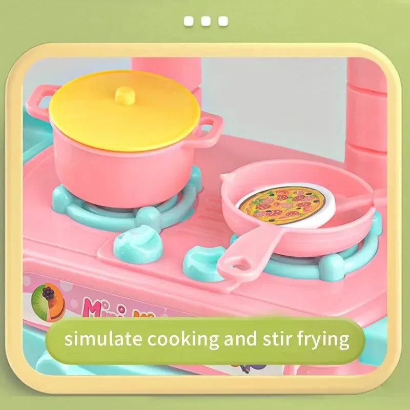 Mini Kitchen Counter Play Set DIY Simulated Cooking Food Tableware Play House Role Play Pretend Game Toy Gift Kid Boy Children - Belvar