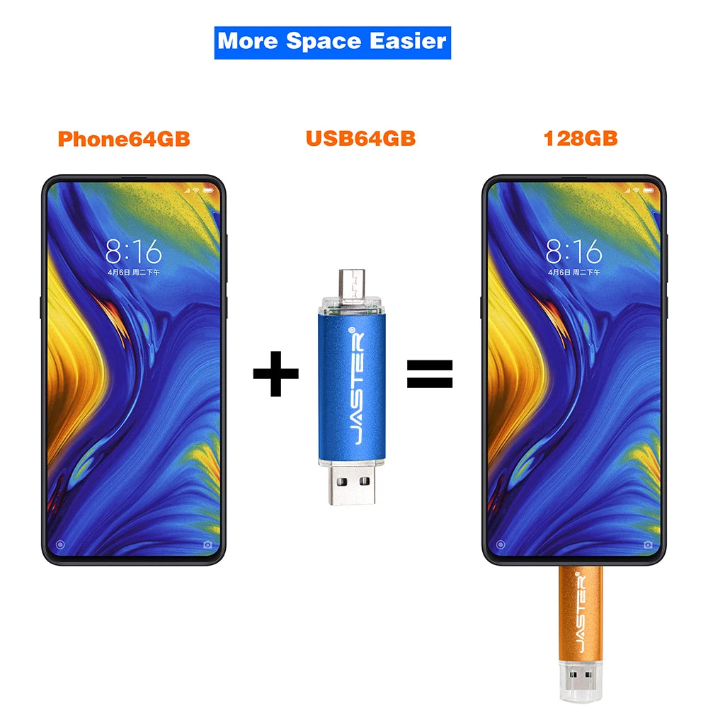 3 In 1 USB Flash Drives 64GB Free TYPE-C Adapters Gifts Pen drive 32GB Black OTG Memory Stick 16GB Key Chain Pendrive 8GB U Disk