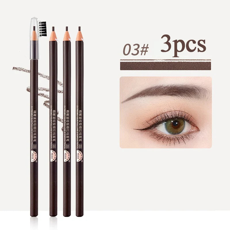 1/3/5/10pcs Ultra-fine Eyebrow Pencil 2mm Line Smooth Soft Eyebrow Pencil Brown Waterproof Long Lasting Make-up Pen with Brush