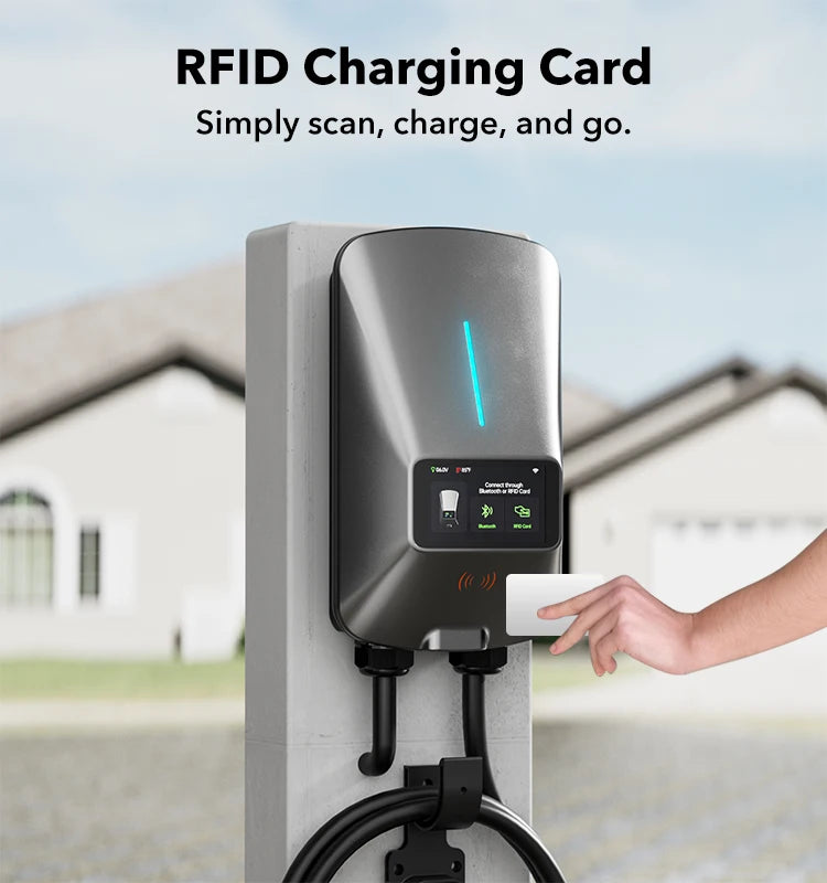 WOLFBOX EV Charging Station Type 2 7KW 32A 1 Phase Electric Vehicle Car Charger Wallbox with LCD Screen APP Control RFID Card