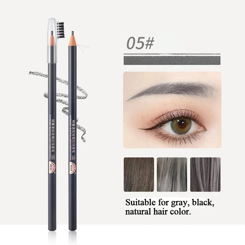1/3/5/10pcs Ultra-fine Eyebrow Pencil 2mm Line Smooth Soft Eyebrow Pencil Brown Waterproof Long Lasting Make-up Pen with Brush