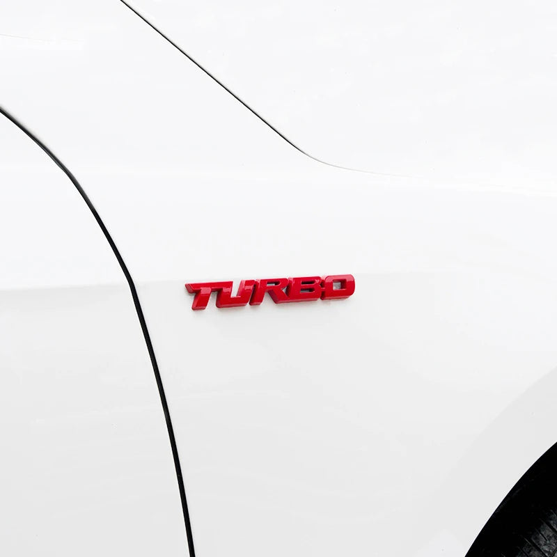 Turbo car alloy sticker 3D Metal Letter Pattern Car Emblem Car Motorcycle Decal Decor Car Body Rear Tailgate 3D Car Stickers