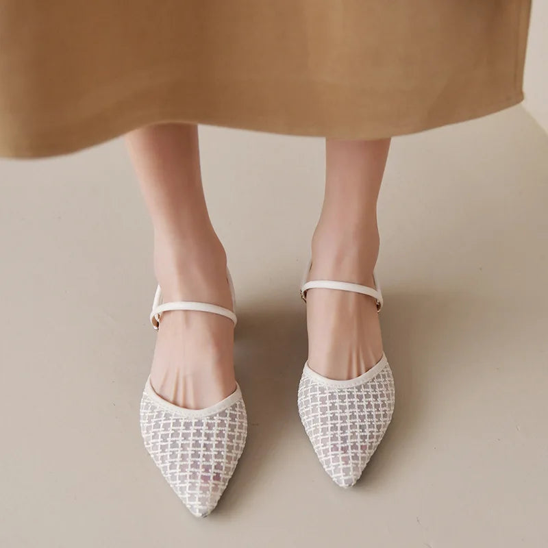 Women's New Slippers Minimalist Fashionable Thick-heeled Slip-on Sandals Summer Two-way Outer Wear One Line High Heel Slippers - Belvar