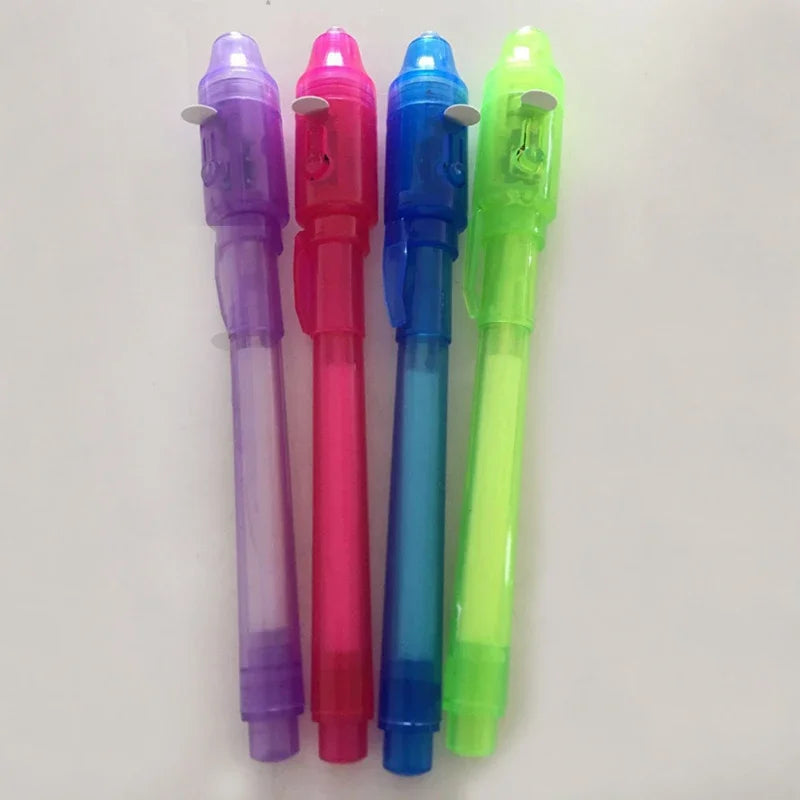 1/4 Pcs Invisible Ink Pen Spy Pen with UV Light Magic Marker for Secret Message Treasure Box Prizes Kids Party Favors Toys Gift