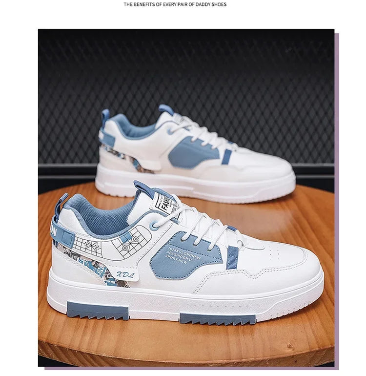 Men's shoes 2024 summer new breathable white shoes men's trendy and versatile thick soled sports board shoes trendy shoes - Belvar