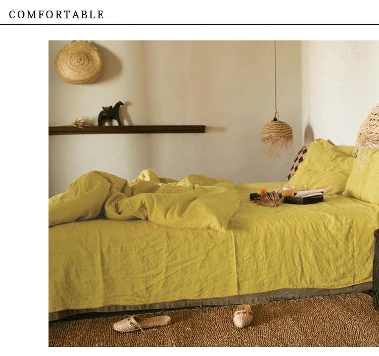 Washed Linen Bed Sheets, Natural Linen Bed Sheets, 1-Piece Set, Breathable and Super Soft Bedding (Excluding Pillowcases)