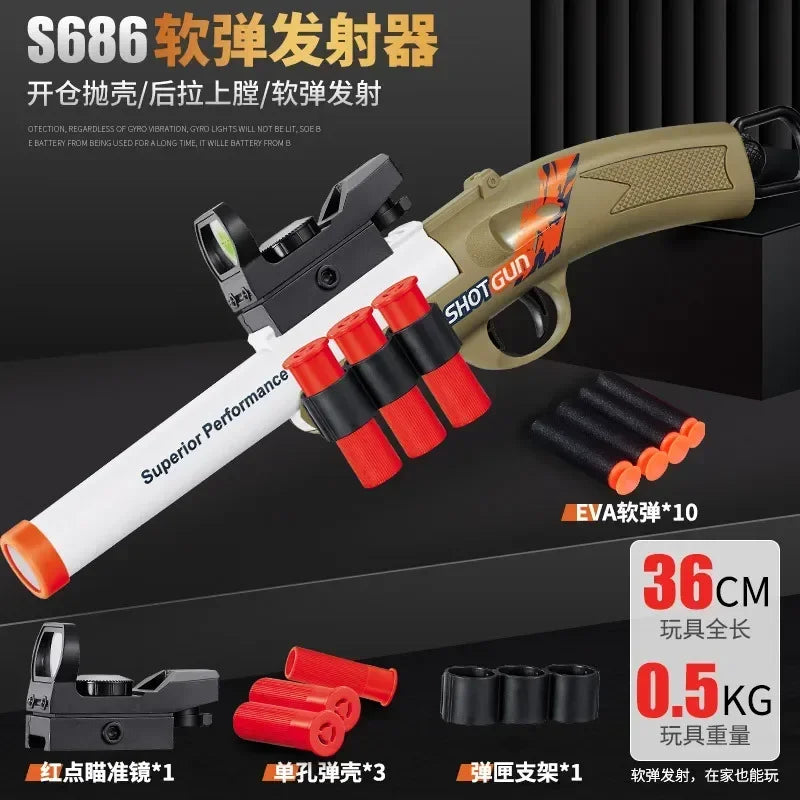 S686 Throwing Shell Toy Gun Soft Bullet Airsoft Launcher Outdoor Sports CS Game Weapon Pistola Shooter Weapon for Boys Gift
