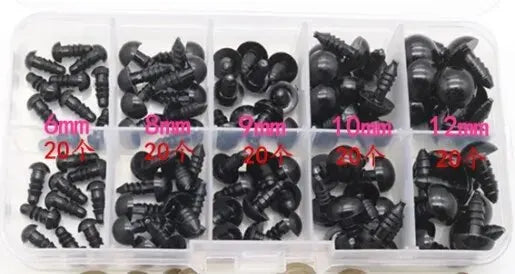 Toys Accessories Plastic Eyes Art Eyes Black Bean Eyes All Black Screw Eyes Plush Doll DIY 100 Eyes