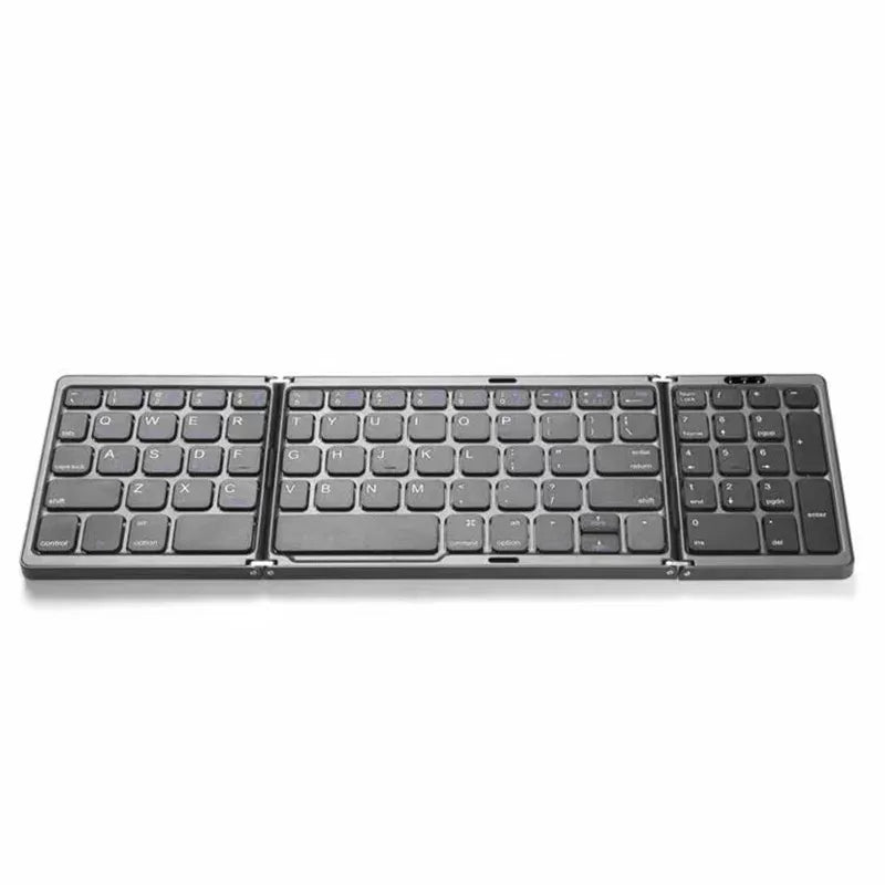3-Folding Keyboard with Touchpad Dual Bluetooth Keyboard Portable Rechargeable Mini Keyboard for Laptop Windows Android IOS