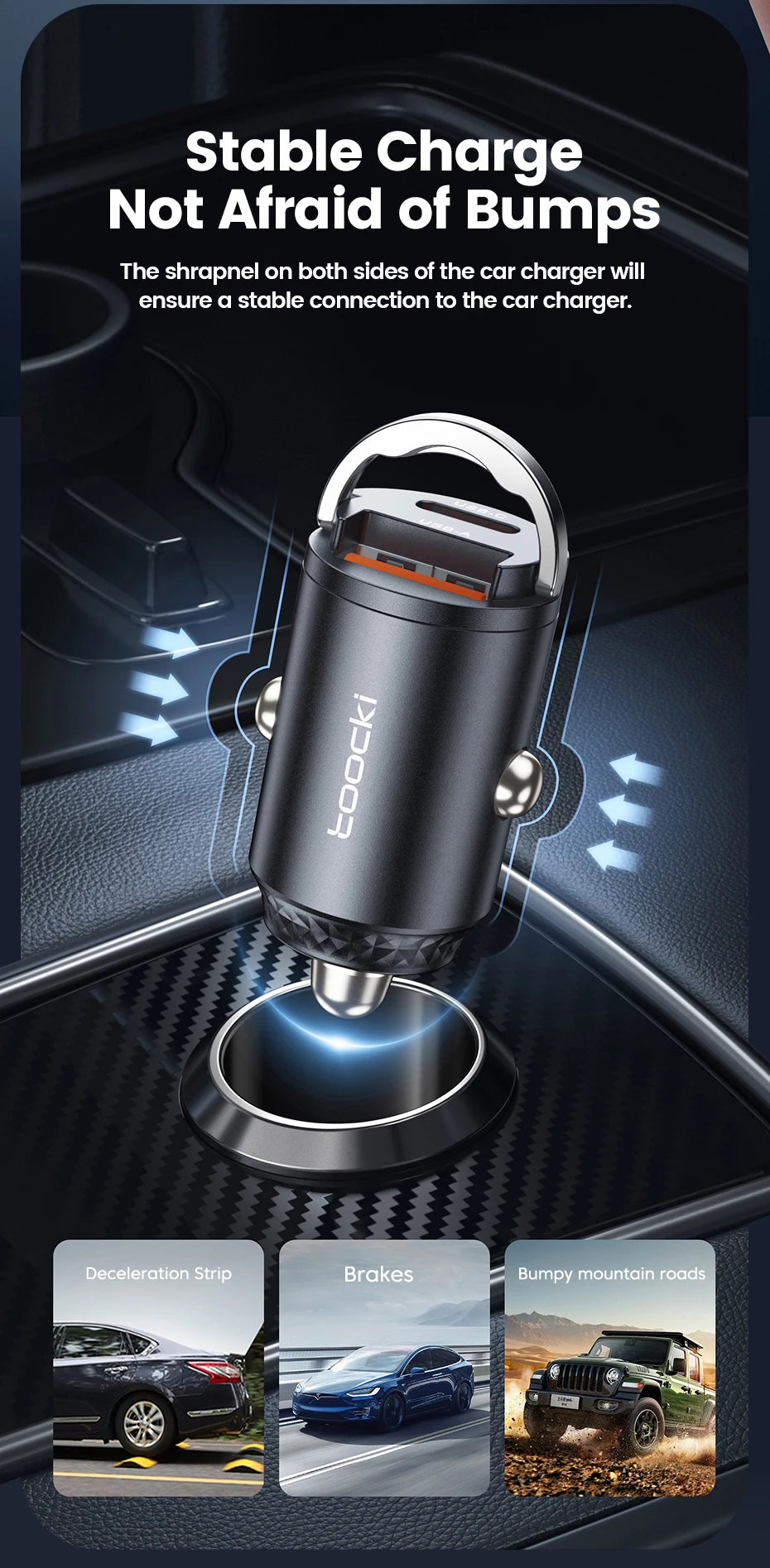 Toocki 45W Car Charger Fast Charging PPS 33W USB Type C Fast Charging For iPhone 15 14 13 12 Pro Huawei Samsung S23 Xiaomi 13 12