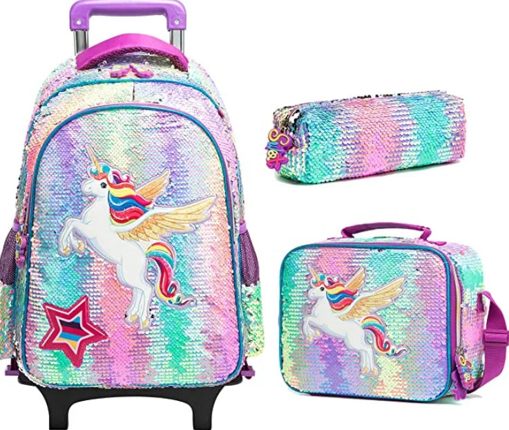 School Wheeled backpack Bag School bag with wheels Trolley Satchel bag Kids School Rolling backpack for girls School Trolley Bag