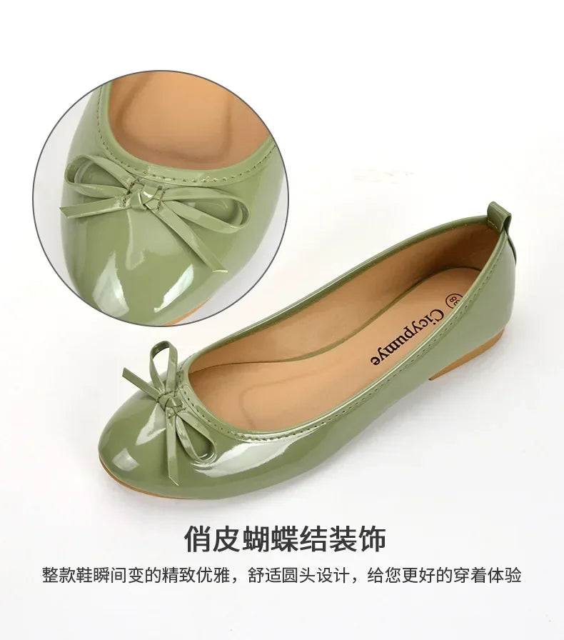 Ballet Flats Shoes Women Classics Casual Loafers Red Patent Leather Lady Fashion Design Bowknot Shoes for Woman's Spring/Autumn - Belvar