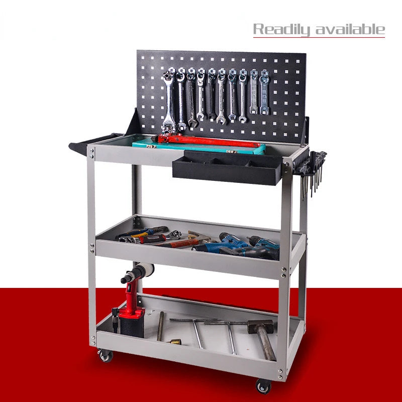Mechanical Workshop Tools with Wheels, Tool Carts 3-layer Mobile Tool Car, Multifunctional and Heavy-duty Auto Repair Parts Car - Belvar