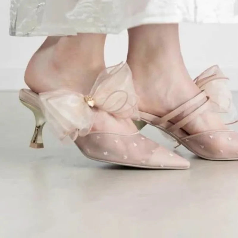 Ladies Shoes 2025 New Summer Closed Toe Women's Slippers Fashion Outdoor Best Seller Dress Hot Sale Mesh Elegant High Heels - Belvar