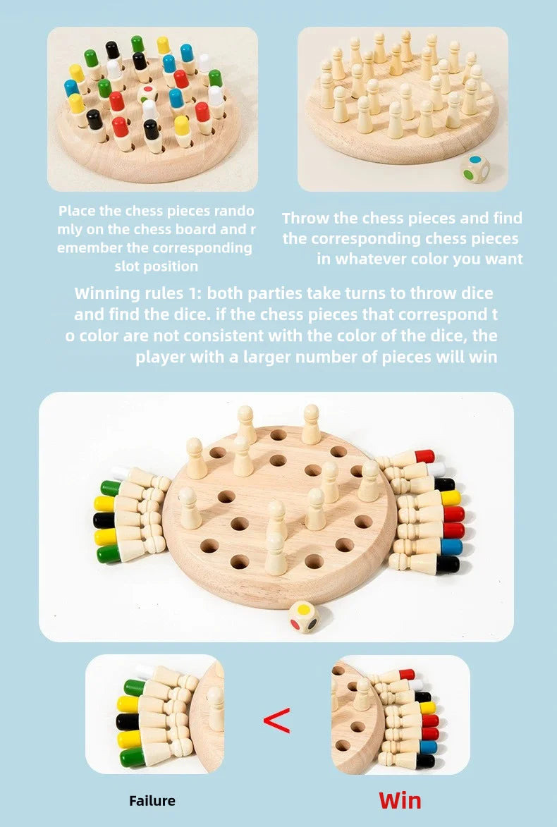 Wooden Memory Match Stick Chess Color Game Board Puzzles Montessori Educational Toy Cognitive Ability Learning Toys For Children