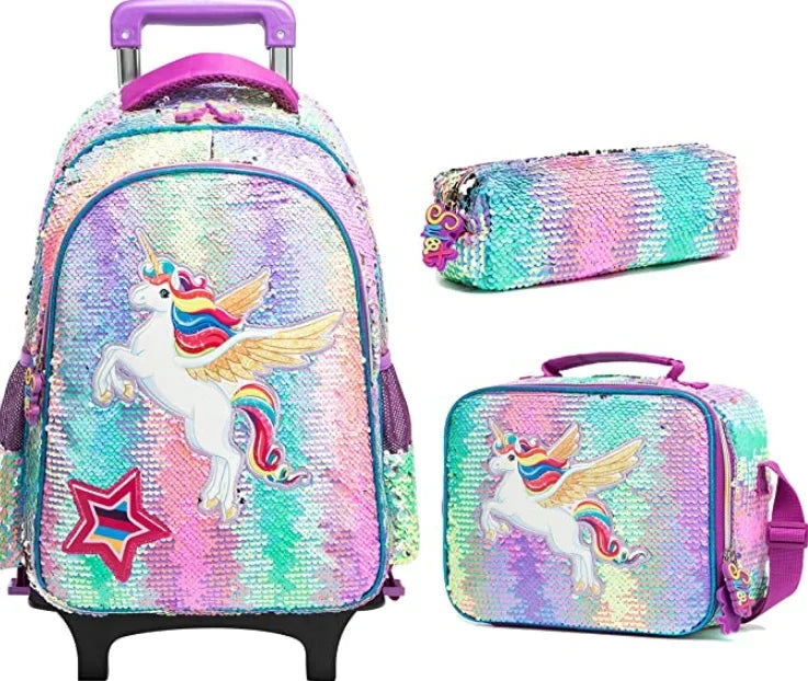 School Wheeled backpack Bag School bag with wheels Trolley Satchel bag Kids School Rolling backpack for girls School Trolley Bag