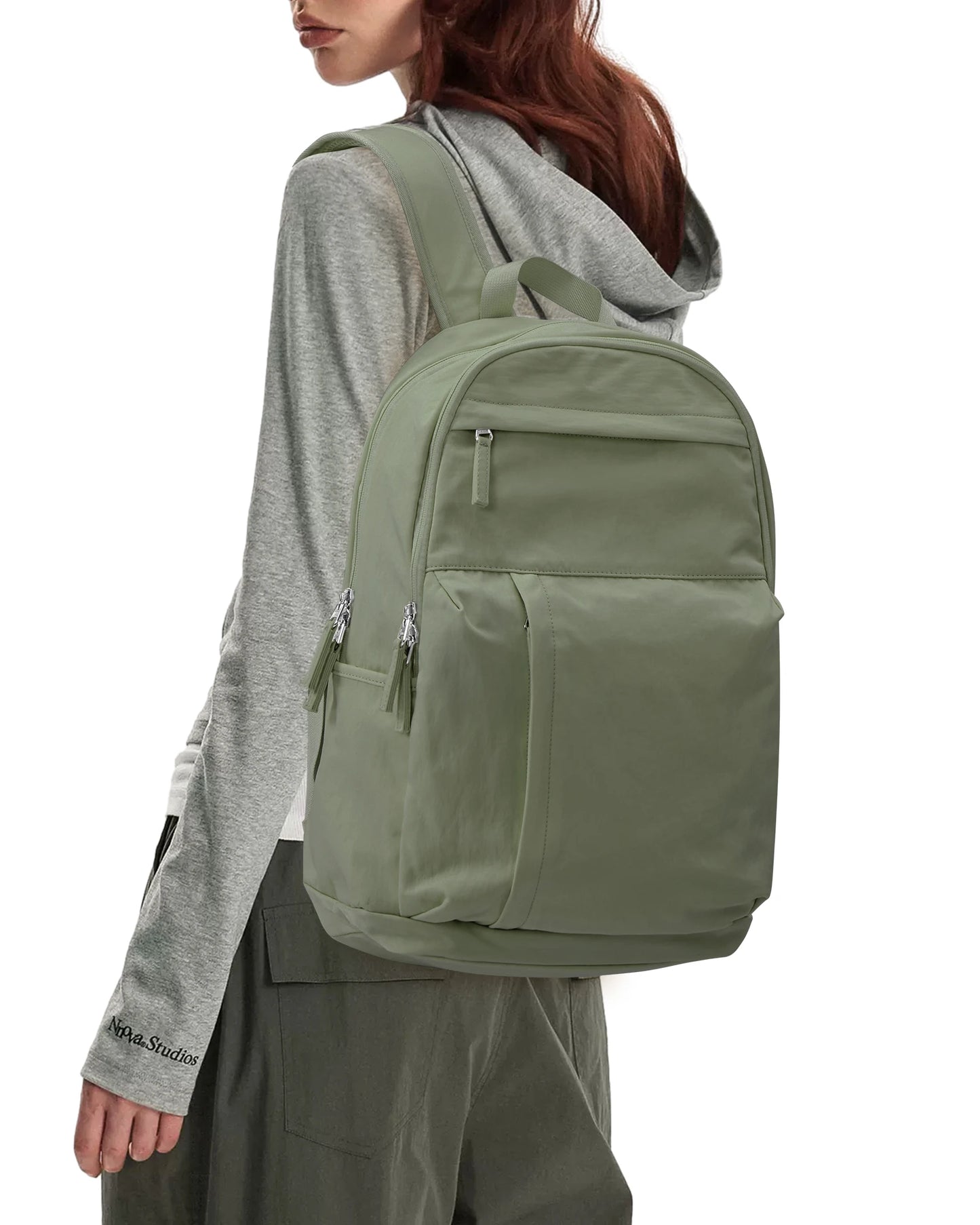 Schoolbag, female college student commuter backpack, computer backpack, college style, super cute, good-looking,beige