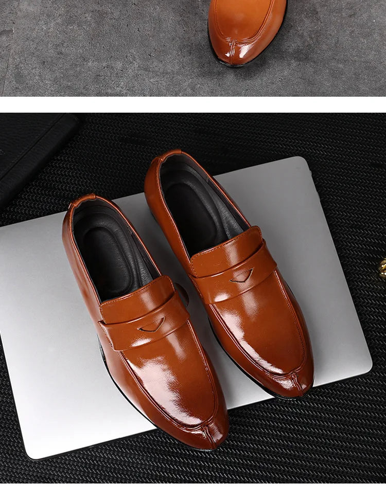 Men's Shoes Loafers Dress Man British Casual Single Leather Small Square Toe Mens Genuine Shoe Formal Black Elegant Good Quality - Belvar