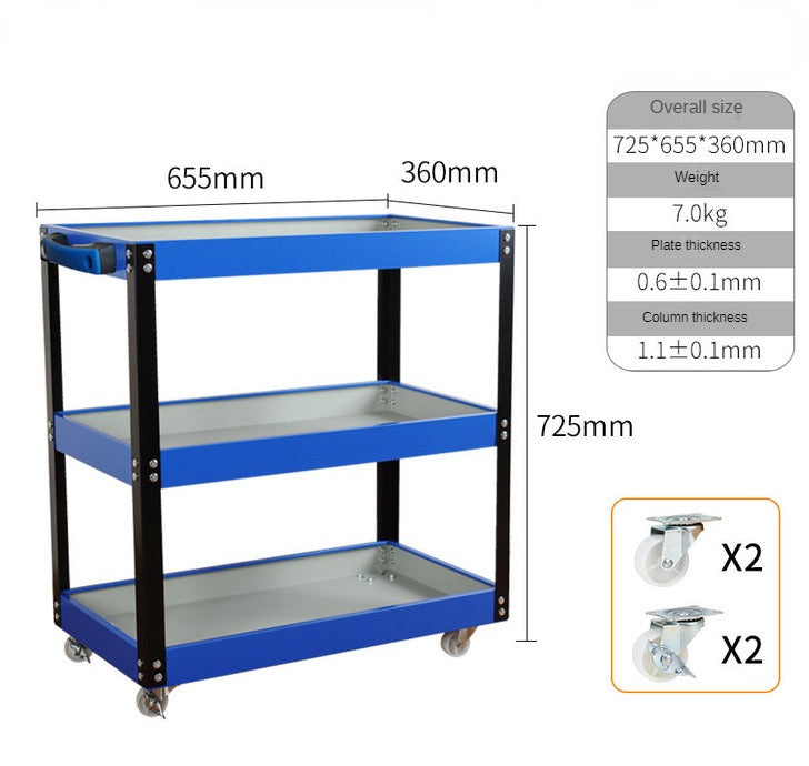 Mechanical Workshop Tools with Wheels, Tool Carts 3-layer Mobile Tool Car, Multifunctional and Heavy-duty Auto Repair Parts Car - Belvar