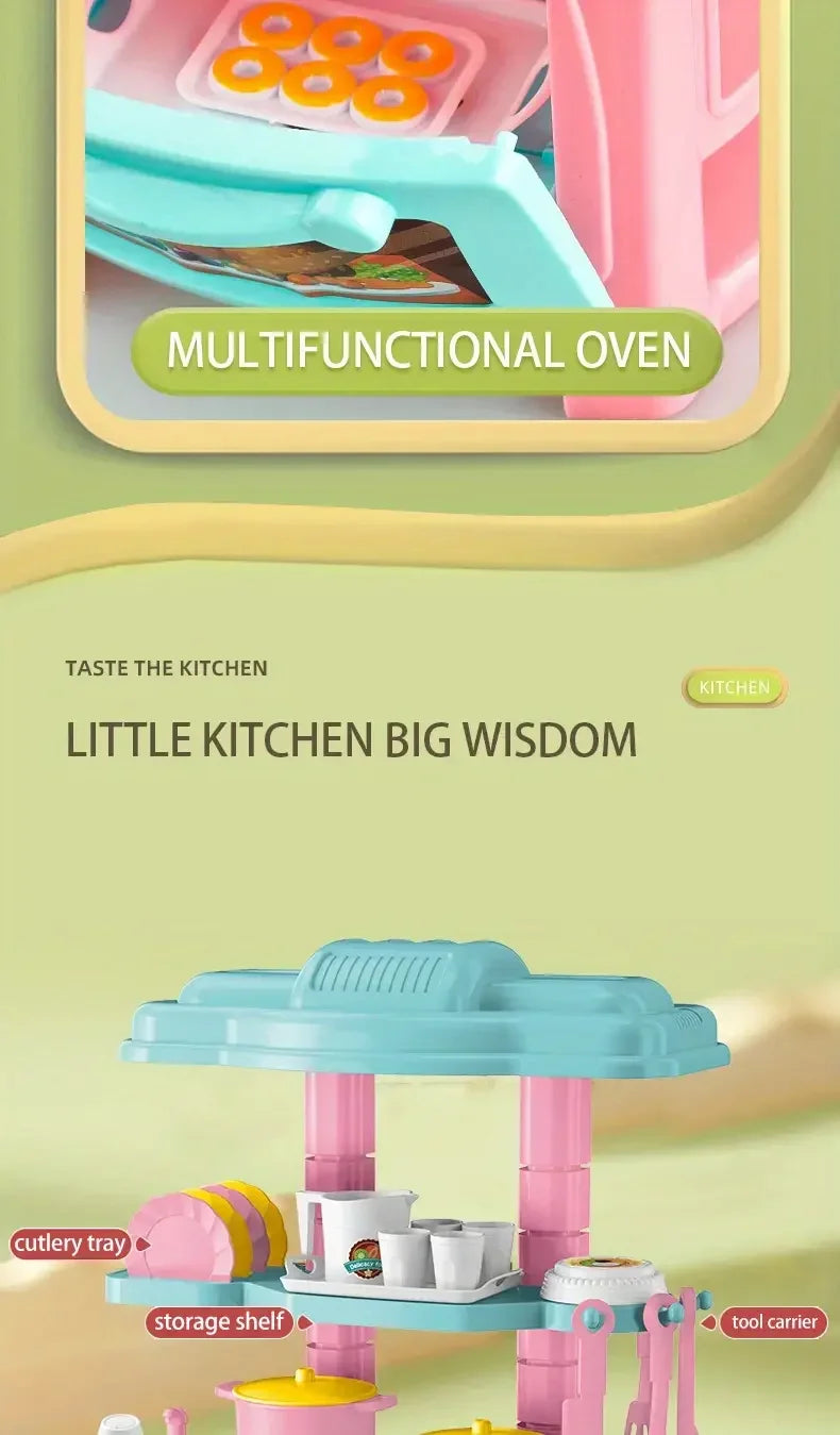 Mini Kitchen Counter Play Set DIY Simulated Cooking Food Tableware Play House Role Play Pretend Game Toy Gift Kid Boy Children - Belvar
