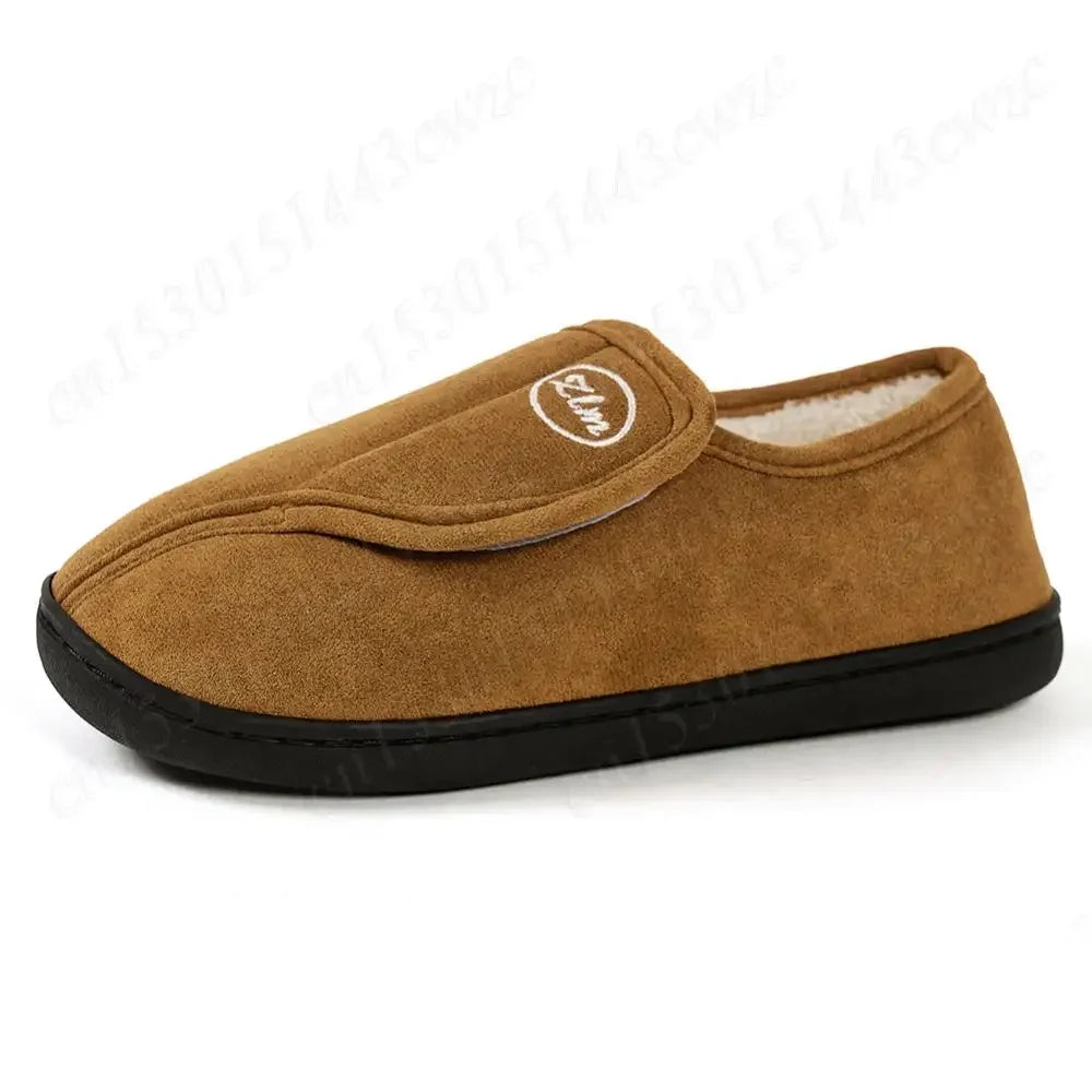 House Shoes for Men Suede Leather Slippers Non-Slip Slip-on Shoes Comfy Warm Plush Indoor/Outdoor for Diabetic Swollen Feet - Belvar