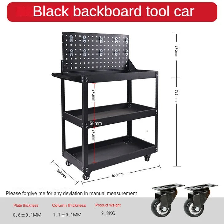 Mechanical Workshop Tools with Wheels, Tool Carts 3-layer Mobile Tool Car, Multifunctional and Heavy-duty Auto Repair Parts Car - Belvar
