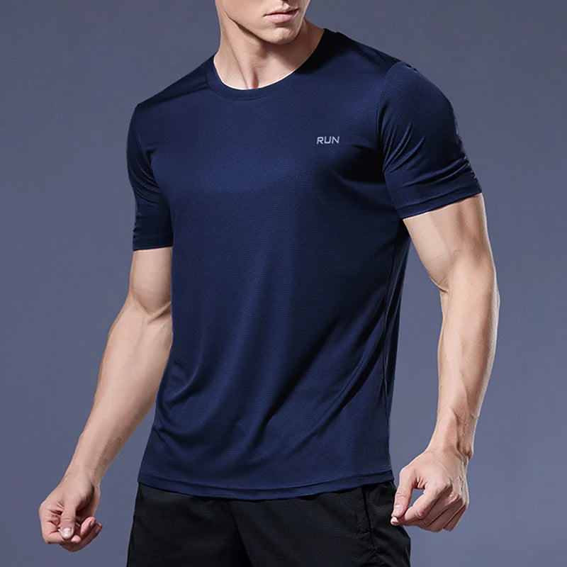 1 Piece Men's Short Sleeve Undershirt Man Athletic T-Shirt Quick Drying Lightweight Silk Underwear For Running Training Fitness