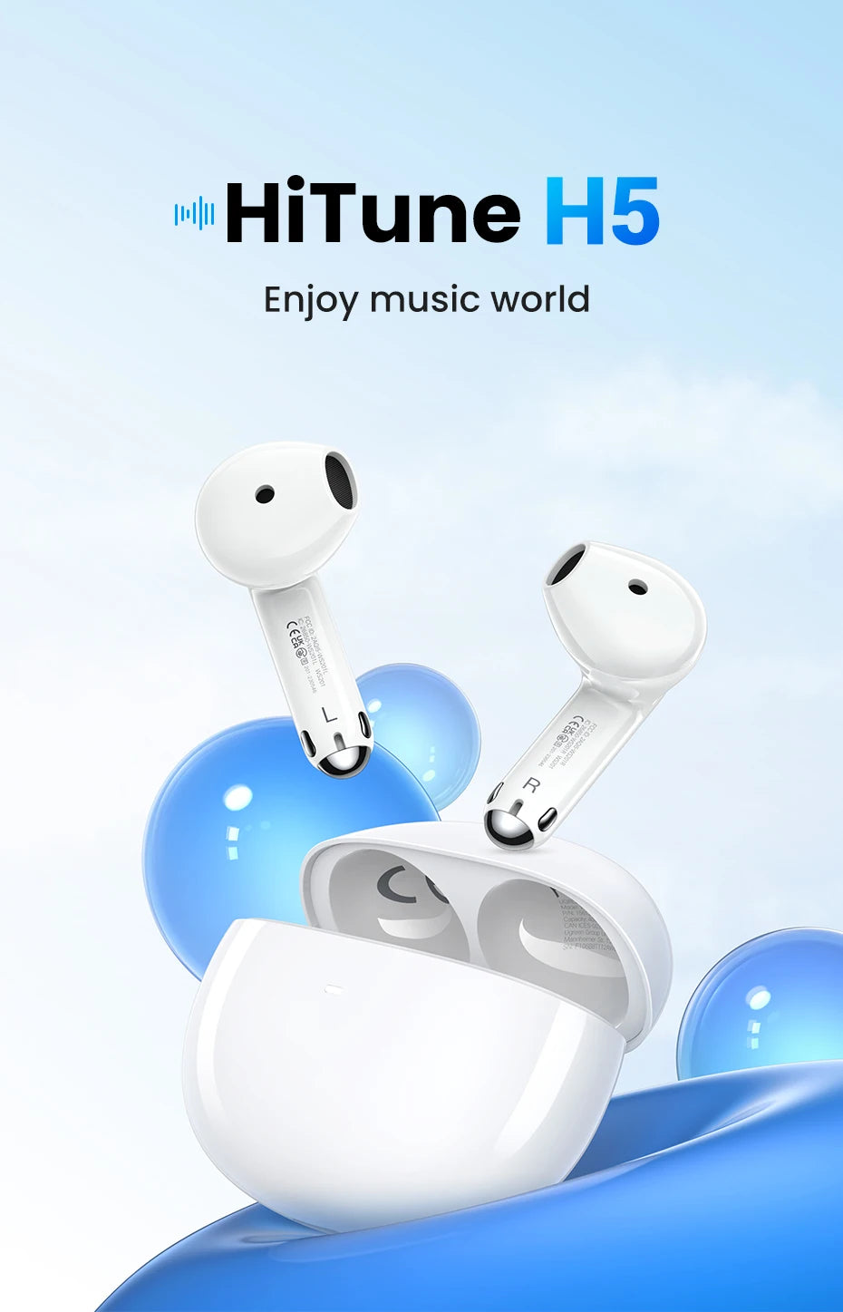 UGREEN HiTune H5 TWS Bluetooth Earphones Wireless Headphones TWS Earbuds Double Mic Call Noise Reduction In-Ear Handfree Earbuds