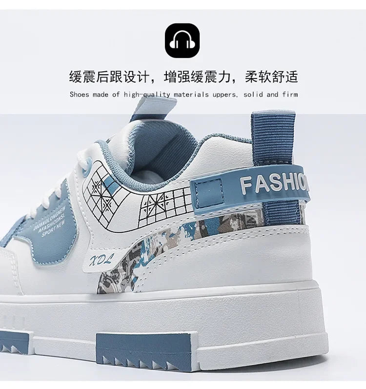 Men's shoes 2024 summer new breathable white shoes men's trendy and versatile thick soled sports board shoes trendy shoes - Belvar
