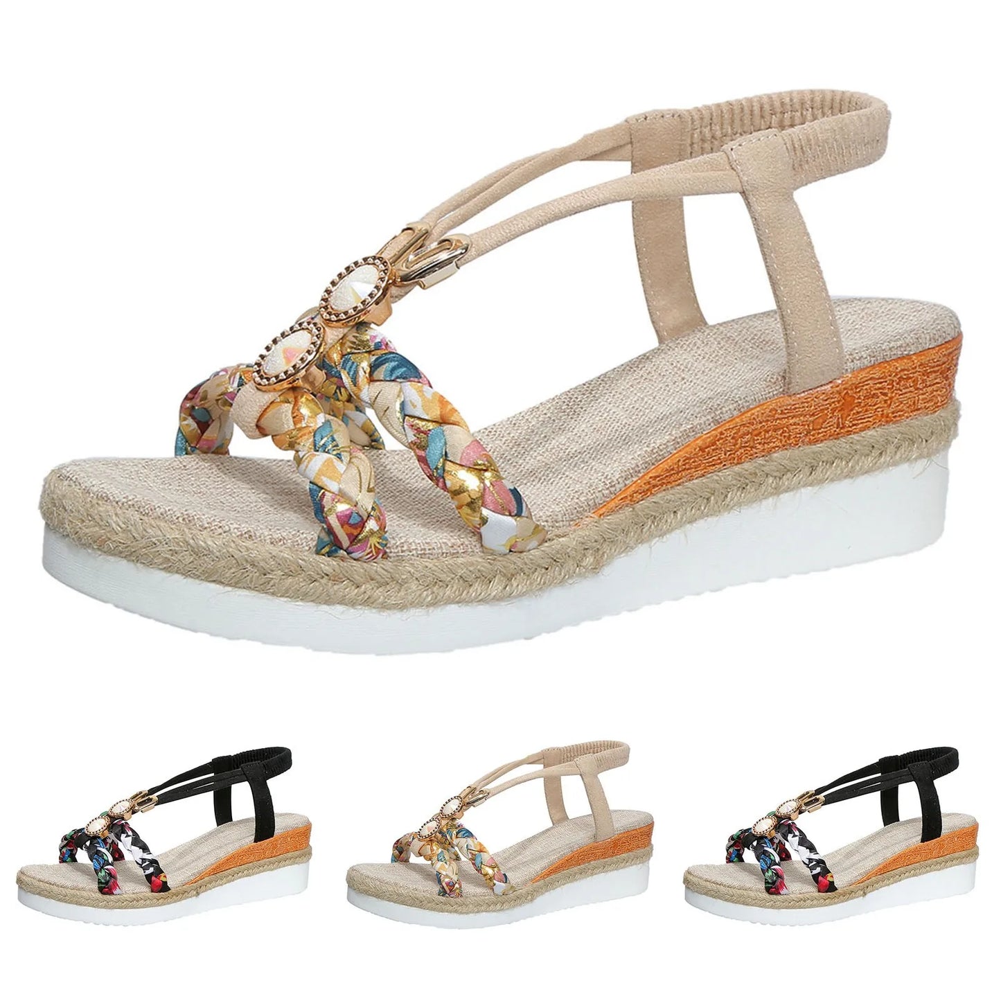 Women Wedge Heeled Sandals Spring And Summer Fashionable Thick Soled Adjustable Strap Sandal Female Beach Outside Wear Shoes