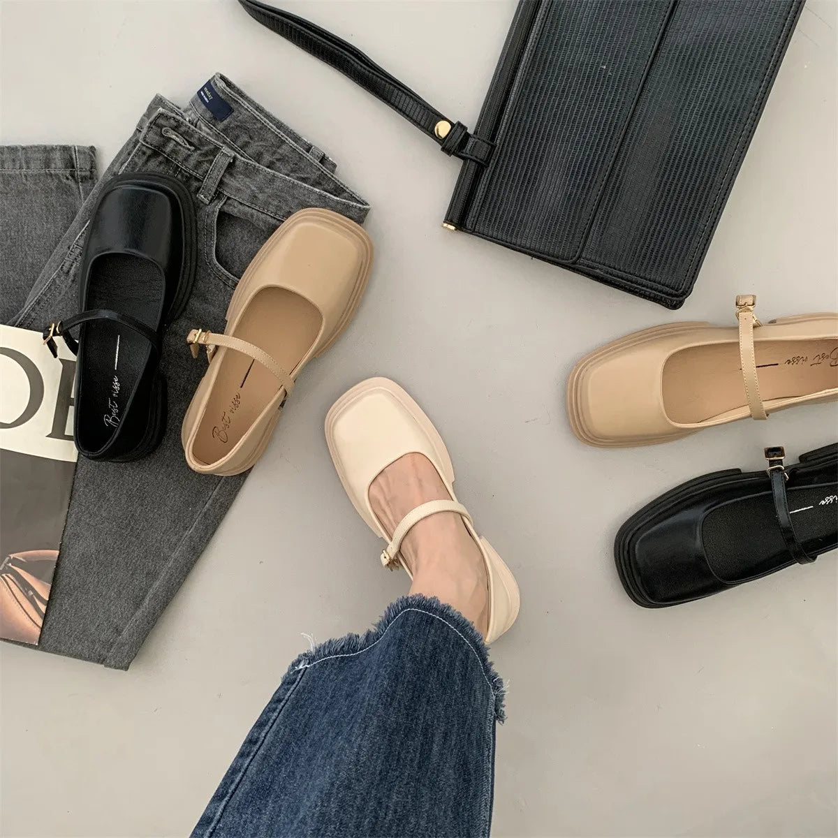 Korean Shoes Female Footwear Square Toe British Style Oxfords Women's 2025 Dress Comfortable Preppy Leather Retro Summer New Med - Belvar