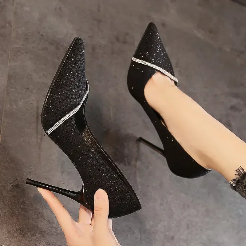 Ladies Shoes 2024 Fashion Basic Women's High Heels Sexy Party Pumps Women Crystal Slip-on Spike Thin Heels Female Shoes Zapatos - Belvar