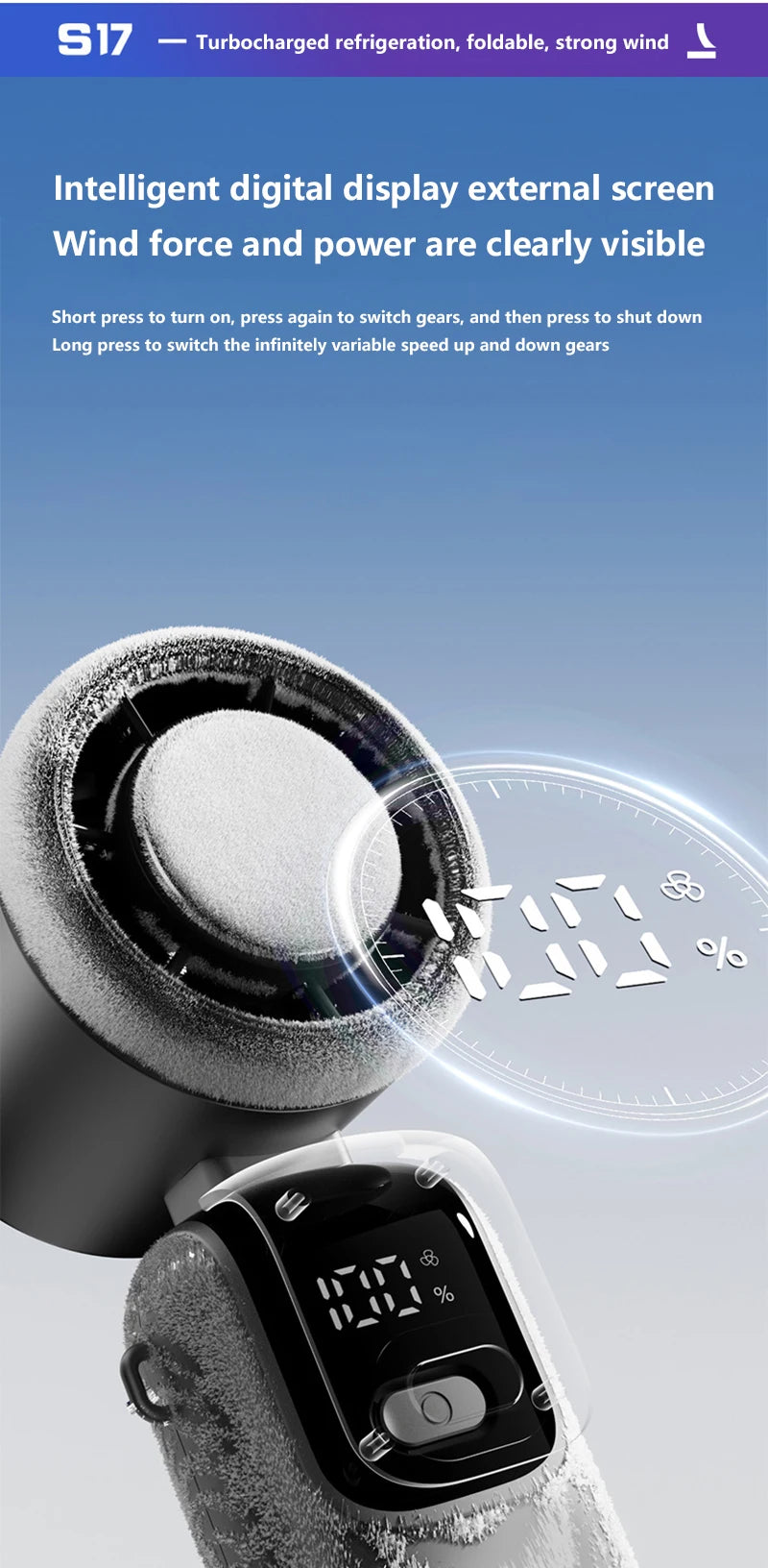 Xiaomi Refrigeration Handheld Electric Fan High-speed Violent Turbo Fan Folding Neck Hanging Ice Pack Small Fan Office Outdoor