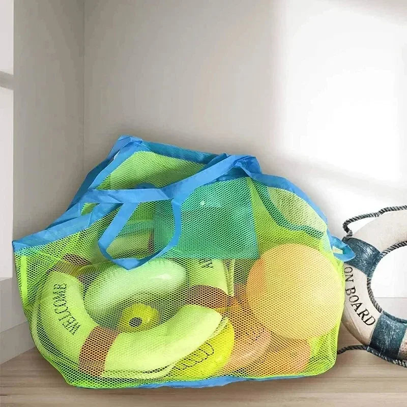 1pc Multicolor Large Mesh Beach Bag, Sand-Away Portable Tote With Convenient Hanging Hole, Breathable Foldable Storage For Toys