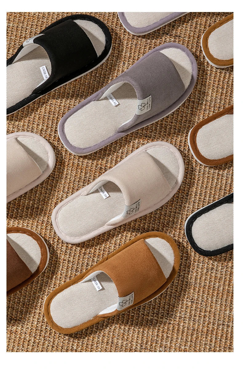 Slippers for Men,Non-Slip Soft-Soled Indoor House Slippers for Spring&Summer, All-Season Linen Home Comfortable Slippers - Belvar