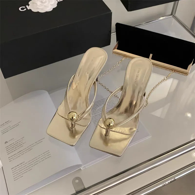 Women High Heels Slippers Designer Heeled Sandals Elegant Shoes Woman Summer 2025 Trend Fashion Fliop Flops Casual Slides Mujer - Belvar
