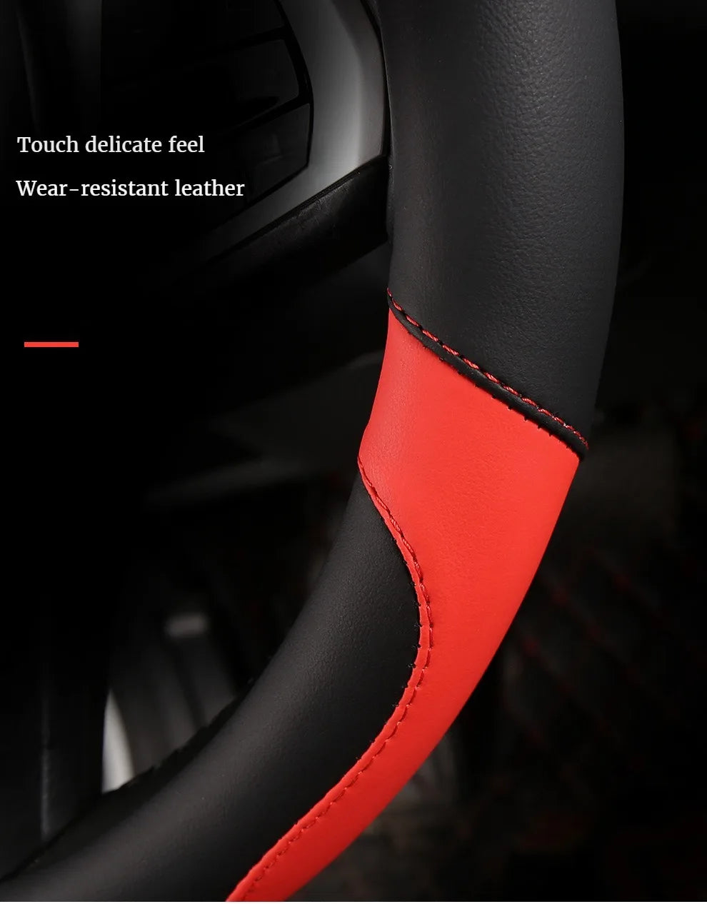 Car Steering Wheel Cover - Universal Car for Diverse Cars, Durable Leather Cover with Anti-Slip Lining, Fit for 14.5"-15" - Belvar