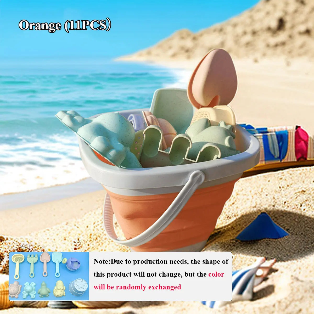 11/5/1 PCS Beach Sand Play Water Set Folding Bucket Summer Toys for Children Kids Outdoor Game Sandbox Accessories Color Random