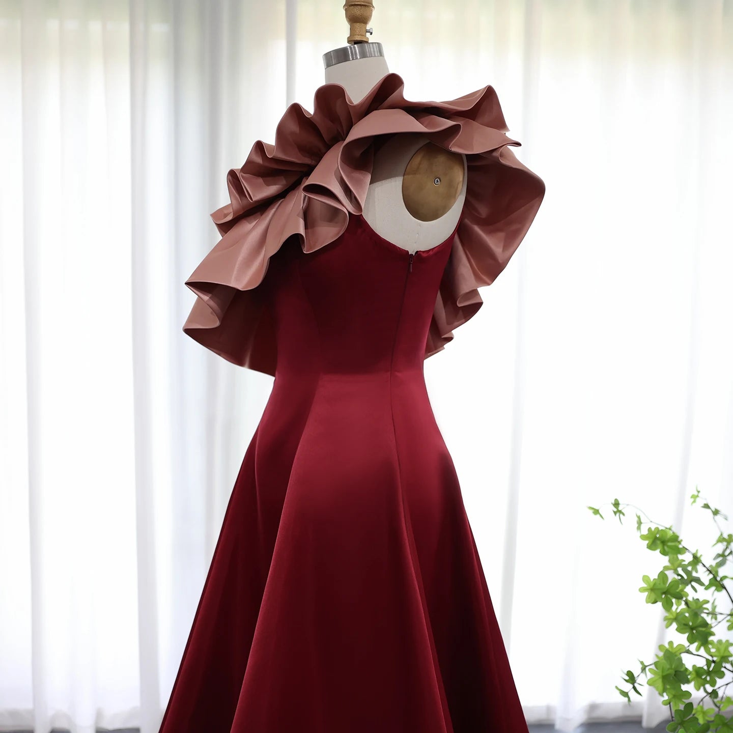 Sharon Said Burgundy Dubai Evening Dresses for Women Wedding Party 2025 Saudi Arabia Midi Short Formal Gowns SF057 Customized