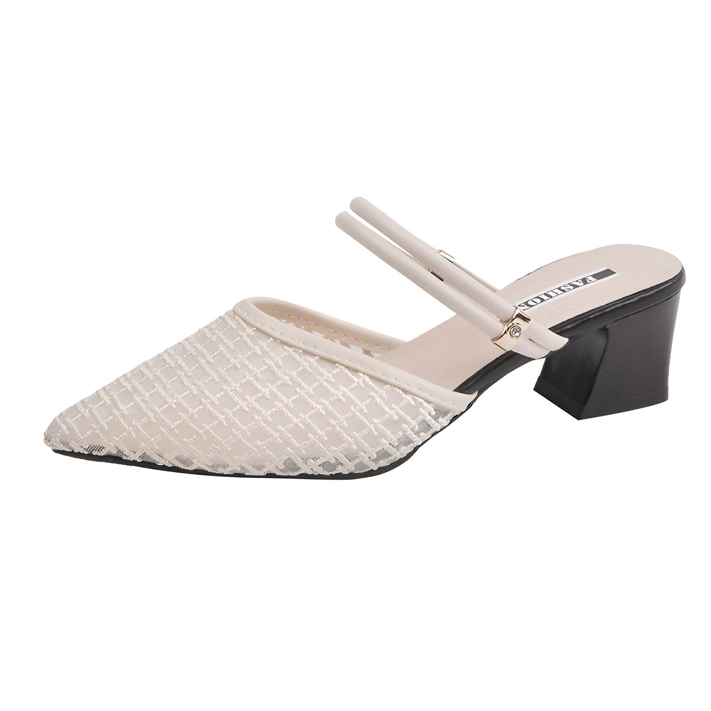 Women's New Slippers Minimalist Fashionable Thick-heeled Slip-on Sandals Summer Two-way Outer Wear One Line High Heel Slippers - Belvar