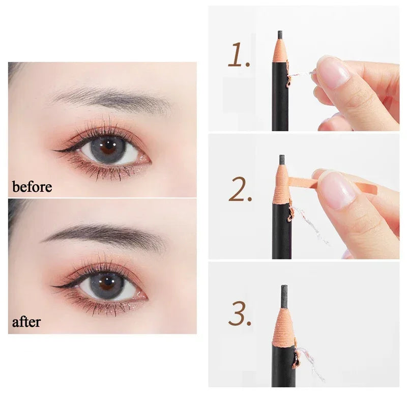 1/3/5/10pcs Ultra-fine Eyebrow Pencil 2mm Line Smooth Soft Eyebrow Pencil Brown Waterproof Long Lasting Make-up Pen with Brush
